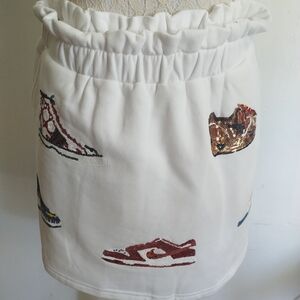 White Skirt with Sneaker Embroidery